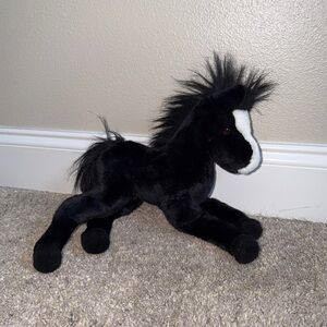 Douglas Black Horse Pony Plush Lying Down Red Tag 12”